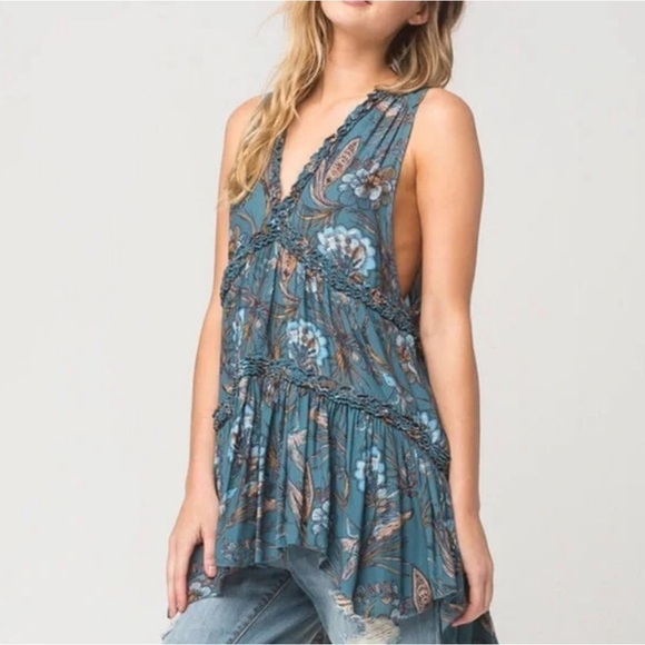 FREE PEOPLE Purple Haze Floral Boho Sleeveless Tunic Size XS - Picture 1 of 11